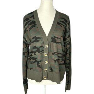 Sanctuary Women's Green CAMO Lets Hang Designer Knit Cardigan Sweater S/C43‎
